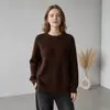 Moda Versátil Europeia e Americana Outono/Inverno 2026 Transfronteiriço Feminino Zíper Lateral Fenda Gola Redonda Suéter Malha Top