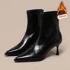Botines de tacón alto con punta 2026 Otoño/Invierno Nuevos Botines Nude Europeos y Americanos de Tacón Fino Botas Adelgazantes Botines Marrones Retro para Mujer