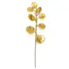 Flor Dorada Simulación Eucalipto Dorado Hoja de Ginkgo Flor de Plástico Hoja Dorada Cubo de Flores Navideñas Material para Arreglos Florales