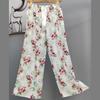 Pantalones de Pijama de Algodón Finos de Verano para Mujer con Estampado de Dibujos Animados, Pantalones de Pierna Ancha para Mujeres Embarazadas, Tallas Grandes, Adecuados para Usar Afuera, Pantalones Largos de Algodón, Exportación