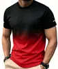 Camiseta de manga corta con cuello redondo y degradado 3D para hombre, nueva moda deportiva de ocio europea y americana, comercio exterior transfronterizo de primavera