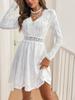 Europa y América Transfronterizo 2025 Elegante Vestido Mini de Vacaciones de Mujer de Color Sólido con Encaje Patchwork Vestido de Sol Lateral Festoneado