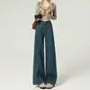 Jeans Super Quente Retro Azul Slim Perna Reta Feminino Design Outono Cintura Alta Solto Americano Perna Larga Calça Plátano