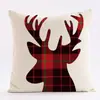 2022 Nueva Funda de Almohada Temática a Cuadros Silueta Navideña Ciervo Oso Árbol de Navidad Cojín para Sofá de Sala de Estar Cojín de Respaldo