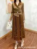Miyake Miyake Moda Femenina Plisada de Gran Tamaño Transfronteriza Europea y Americana Traje de Color Contrastante con Cuello de Perlas Vestido Delgado para Mujer