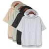 Camiseta de Color Sólido Simple Estilo Coreano de Verano con Cordón Sudadera con Capucha para Mujer de Verano Manga Corta Holgada Dividida 100.00kg Campus Versátil