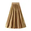 Falda de Moda Feiyuan Simple de Color Sólido Versátil Acampanada para Mujer, Nuevo Estilo Primavera/Verano, Elegante y Suave Falda Plisada con Caída