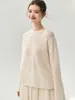 Suéter de punto de una sola manga para mujer, 75% cachemira 25% seda de morera, con punto de canalé vertical, diseño calado, corte holgado y un look relajado y en capas