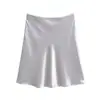 Saia de acetato acetinado, novo estilo de verão, cintura alta modeladora da moda, saia curta lisa elegante e versátil em linha A para o trabalho