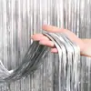 Cortina de Seda de Chuva Fosca com Borla de 3m para Fronteira Festa de Aniversário Casamento Decoração de Fundo Cortina de Porta de Seda de Chuva Névoa Fosca