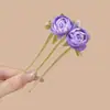 Grampo de Cabelo de Liga de Três Pontas com Pérola e Peônia Transfronteiriço, Grampo de Cabelo Estilo Antigo para Coque na Parte de Trás da Cabeça, Novo Acessório de Cabelo Exquisito de Alto Padrão Estilo Chinês
