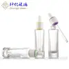 Botella de Vidrio para Esencia de Hombro Plano de 30 ml con Color Degradado y Anillo de Doble Capa, Botella Cosmética, Botella Gotero para Líquido Original, Botella Dispensadora de Aceite Esencial
