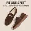 Mocasines Forrados de Lana con Hebilla Dorada para Mujer, Novedad Otoño e Invierno 2025, Estilo Británico Versátil Retro, Zapatos de Piel con Tacón Oculto