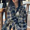Camisa de Cuadros para Mujer de Primavera y Otoño, Top Holgado para Mujer, Camisa Nueva Estilo Principios de Otoño 2024, Camisa de Cuadros para Mujer