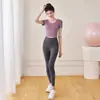 Conjunto de Ropa de Yoga para Mujer Verano 2026 Nuevo Alto Nivel Pilates Entrenamiento Fitness Top Deportivo de Manga Corta Estilo Delgado