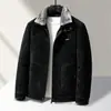 Chaqueta para Hombre 2026 Otoño/Invierno Cuello Alto con Cuello de Piel Desmontable, Integración Cuero-Piel, Casual de Negocios, Abrigo Engrosado y Cálido