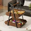 Plato de Fruta de Madera Maciza, Estante de Almacenamiento Multicapa para Escritorio del Hogar, Mesa de Café de Sala de Estar, Exhibidor de Snacks, Frutas Secas y Dulces