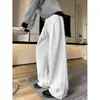 Pantalones deportivos de estilo americano con bordado pesado y dobladillo curvo para hombre, marca de moda, pantalones deportivos holgados de pierna ancha, pantalones casuales