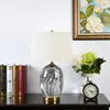 Lámpara de Mesa Cerámica Estilo Americano Simple Moderno Material de Cobre Chapado en Oro Iluminación para Sala de Estar, Dormitorio, Mesita de Noche, Habitación Modelo de Hotel