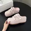 Medias zapatillas estilo Birkenstock para mujer 2026 con aumento de altura interna de 6 cm, cierre de velcro, mules de punta cerrada, zapatos retro slip-on para uso exterior