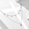 Europeu e americano cross-border jóias s925 prata esterlina dupla camada colar feminino simples versátil moda bolinhas zircão corrente clavícula curta