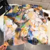 Pañuelo de Seda con Pintura a Tinta de Loto y Libélula para Mujer, Nuevo Estilo Chino Imitación Seda Satén Degradado Cuadrado, Versátil Bufanda Decorativa Nacional para el Cuello