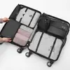 [Conjunto de Sete Peças] Bolsa de Cosméticos de Viagem Estilo Coreano Conjunto de Sete Peças Bolsa Organizadora de Roupas à Prova d'Água Sarja Conjunto de Sete Peças Espessado