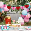 Decoração de Bola de Favo de Mel de Morango Fruta Papel Favo de Mel Pingente Arranjo de Atmosfera de Festa de Aniversário Pingente de Decoração de Favo de Mel
