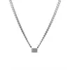 Collar cuadrado Wang Yibo del mismo estilo, cadena de collar combinable con personalidad para amantes del hip hop japonés y coreano, ideal para estudiantes masculinos y femeninos.