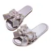 Pantuflas de Satín Morado Claro con Moño para Mujer, Verano, para Casa, Antideslizantes, Suela Suave, Lujo, Gama Alta, Slip-Ons