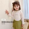 Camisa básica de cuello bajo para niñas, primavera y otoño, manga larga para niñas, otoño, otoño e invierno, para bebés, cálida y elegante