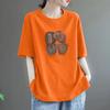 Camiseta Feminina Plus Size Verão Novo Design Algodão Puro Gola Redonda Slim Manga Curta Top Estilo Solto Cobrindo a Barriga Verão