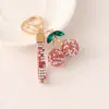 Llavero Creativo Lindo de Fruta Cereza de Aleación con Pedrería Colgante para Bolso Accesorios de Regalo Transfronterizos