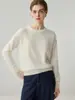 Suéter de Cachemira 100% Nuevo para Otoño e Invierno para Mujer, Cuello Redondo, Mangas de Encaje, Jersey, Capa Base, Suéter Cómodo de Manga Larga