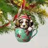 Decoración de perro taza dulce transfronteriza colgante decoración interior colgante divertida acrílico colgante decoraciones de Navidad