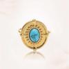 Anillo abierto de acero inoxidable turquesa para mujer, estilo europeo y americano, con diseño de mano de acero de titanio y diamantes retro transfronterizos.