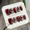 Uñas Postizas de Arte de Uñas Ojo de Gato Gema de Lujo Retro Tamaño Rojo Usar Armadura Diamante Flash Uñas Flash Productos Terminados Venta al por Mayor