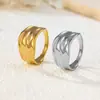Anillo de textura natural al por mayor de fábrica Anillo de acero de titanio con viento ins de metal europeo y americano no se decolora regalo para mujer pila