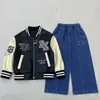 Chaqueta de Cuero para Niños con Diseño de Bordado de Parche, Chaqueta para Niños, Nuevo Estilo Otoño 2026, Chaqueta de Béisbol de Cuero PU con Letras al por Mayor