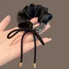 Cinta de Lazo Negro Anillo de Intestino Delgado Exquisita Diadema Brillante con Cabeza de Diamante Moda Cuerda para Moño de Niña Adorno para el Cabello