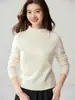 Nova Coleção Outono/Inverno 2026: Suéter de Malha Feminino 100% Caxemira Pura, Gola Alta Meia-Calça, Corte Justo, Camada Base Quente
