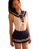 Conjunto de Uniforme Lingerie Sexy, Role-Playing Tentador, Saia Plissada de Menina Escolar, Pijama Sexy de Marinheiro para o Dia dos Namorados