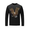 Camiseta de manga comprida masculina outono gordo modal T-shirt primavera e outono roupas plus size camisa masculina strass Eagle