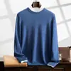 Suéter de cachemira de montaña, otoño e invierno 2024, nuevo jersey de base plana para hombre, suéter informal de negocios de mediana edad, color sólido, cálido.