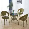 Silla de Ratán para Balcón Silla Individual con Respaldo Tejida a Mano Sala de Estar Dormitorio Silla de Ratán Giratoria Simple para el Hogar Silla de Ratán Pequeña para Exteriores
