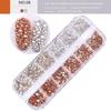 Pacote com 12 Manicure Prata Alta Fundo Plano Diamante Luz Terapia Manicure Colorida Decoração de Strass AB Diamante Brilhante Caixa Longa 1440