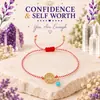 Pulsera de Hilo Rojo Tejido Blanco y Rojo Estilo Chino para Mujer con Colgante Redondo de Metal Ajustable 28 cm Empaque Individual