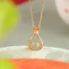 Yuebao Joyería Jade Hetian Natural Plata de Ley S925 Chapado en Oro Sodalita Bolsa de la Suerte Cuentas Redondas Joyería de Lujo Ligero Diseño de Moda Colgante