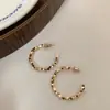 Pendientes de Aro Retorcidos Geométricamente Simples de Metal Elegantes de Lujo Ligero Estilo Fresco de Gama Alta Pendientes de Botón