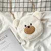 Bolso de hombro de oso de peluche con dibujos animados japoneses Harajuku, suave y lindo, creativo y divertido, con cabeza de oso, bolso suave para teléfono móvil para chica.